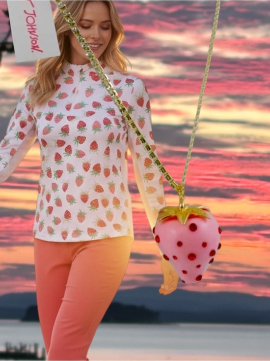 Betsey Johnson Jewelry - Betsey Johnson Strawberry Resin Bow Necklace Pendant